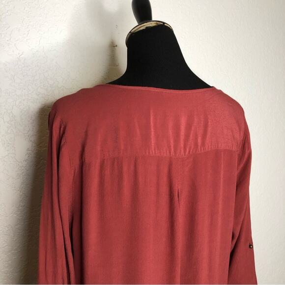 Soft Surroundings rust rose dark pink roll tab sleeve top size Extra Large XL - Picture 7 of 13